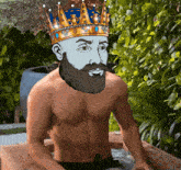 a cartoon of a man with a beard wearing a crown