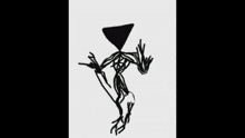 a black and white drawing of a monster with a cone head and arms .