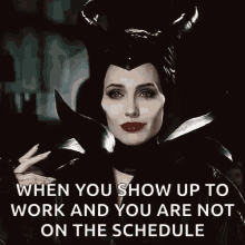 sad but maleficent working at work