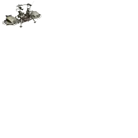 a couple of ants are flying in the air on a white background .