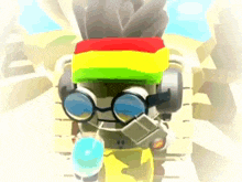 a cartoon character wearing glasses and a rasta hat