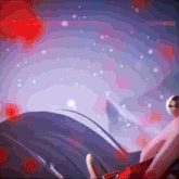 a painting of a person sitting on a couch with a purple background