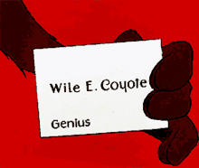 genius evil wile e coyote business card