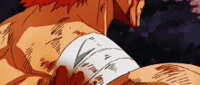 a drawing of a man 's arm with a bandage on it