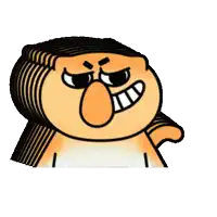 a cartoon character with an angry face and a comb in his hand