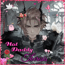 a picture of a demon with the words hot daddy theresis on it