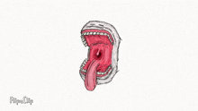 a drawing of a mouth with a long tongue sticking out