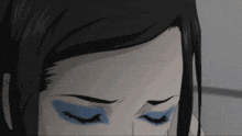 a close up of a woman 's face with the word unknown visible