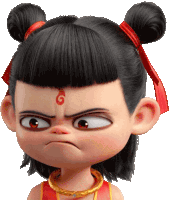 a cartoon character with a g on his forehead looks angry