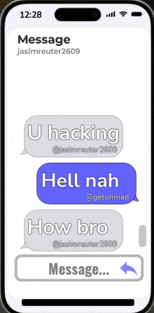 a phone displays a message from jasimreuter2909