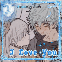 a picture of a boy and a girl with the words i love you