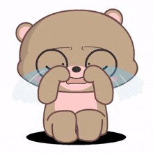 baby bear brown blushed sad crying