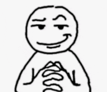a black and white drawing of a stick figure with a smiley face and a spiral in his hands .