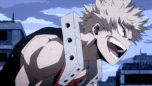 a close up of a cartoon character with holes in his arms and chest
