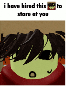 a picture of a person with the words " i have hired this to stare at you " on it