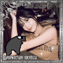 a picture of a girl with the name hirai momo written on it