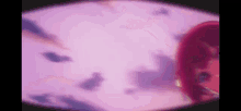 a close up of a person 's face with a purple background