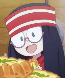 a cartoon character wearing glasses and a red white and blue headband