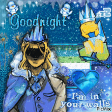 a cartoon of a man with a crown on his head and the words goodnight i 'm in your walls
