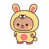 a cartoon character wearing a yellow bunny suit