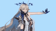 a drawing of a woman with long hair holding a sword