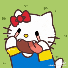a cartoon of hello kitty with a red bow on her head