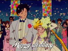 sailor moon usagi happy wedding bride and groom congratulations