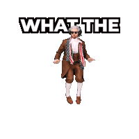a man in a suit is standing on a strawberry with the words what the hey behind him