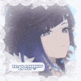 a picture of a girl with purple hair and the words yelan pensando en may