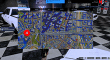 a computer screen shows a map of a city with the number 4 highlighted in red