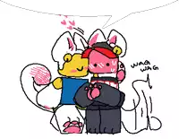 a drawing of a dog and a cat kissing with the word wag written on the bottom