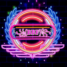 a neon sign that says sjbftk on it