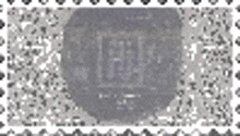 a gray and white stamp with a circle in the middle of it