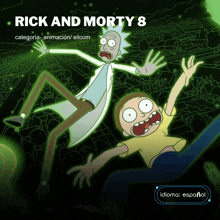 a poster for rick and morty 8 shows rick and morty falling