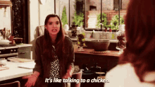 It'S Like Talking To A Chicken GIF - Unbreakable Kimmy Schmidt Dumb Idiot GIFs
