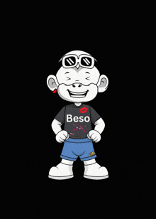 a cartoon character is wearing a black shirt that says beso