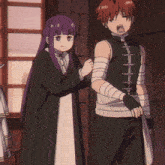 a man and a woman are standing next to each other in a room
