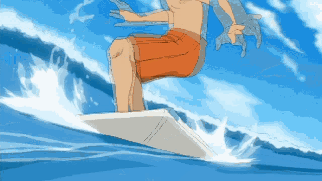 Surfing Anime Character with a Surfboard
