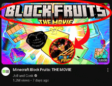 a video for minecraft block fruits the movie has 1.2m views