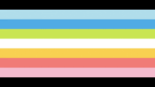 a rainbow colored striped background with the word que on it