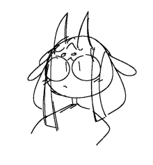 a black and white drawing of a cartoon character with horns and glasses .