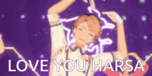 a pixel art of a man making a heart with his hands and the words love you hansa below him