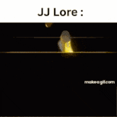 a gif of a person jumping over a fence with the words jj lore : make a gif.com