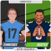 a cartoon of two football players from tennessee and seattle