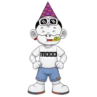 a cartoon character is wearing a shirt that says mood on it