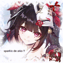 a picture of a girl with a hat and the words sparkle de akio !!