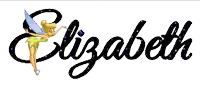 the name elizabeth is displayed with a tinkerbell holding a butterfly
