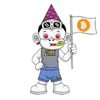 a cartoon character holding a flag with a bitcoin symbol