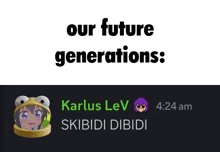a screenshot of a discord channel with the words our future generations