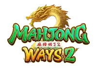 a logo for mahjong ways 2 with a dragon on top